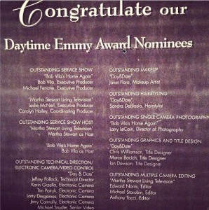 Daytime #Emmy Award Nominees 1996 - my dad Mike Snyder (Senior Video) for outstanding technical direction / electronic camera / video control for the TV show "Day & Date".